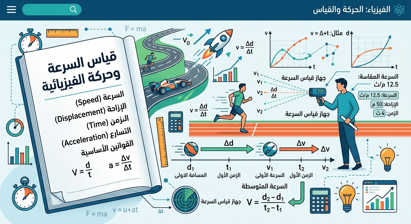 مفهوم قياس السرعة وحساب الحركة الفيزيائي